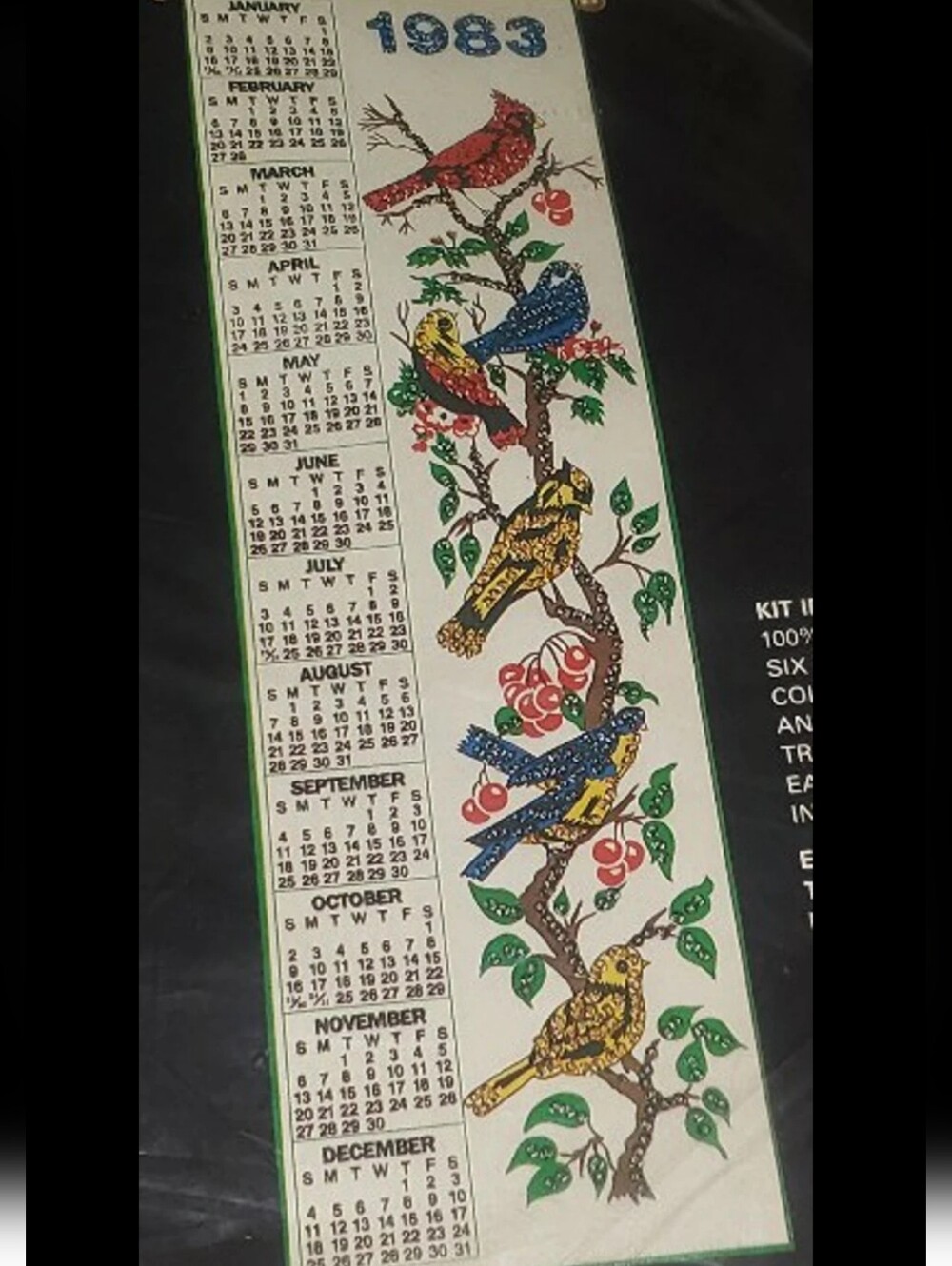 VTG 1983 Sultana Christmas Needlecraft 'birds' "Jeweled" Calendar Kit No. 32